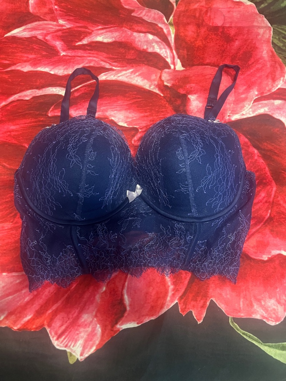 Navy Lace Longline Bra - Victoria’s Secret 36d